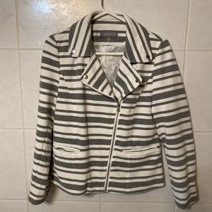 Gray and White Striped Blazer